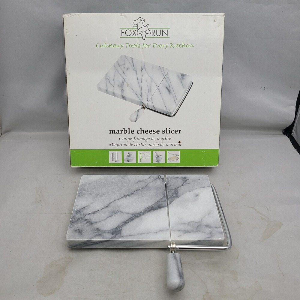 Marble Cheese Slicer with 2 Wires, White, 5"x8", Kitchen‎ Cutting Board